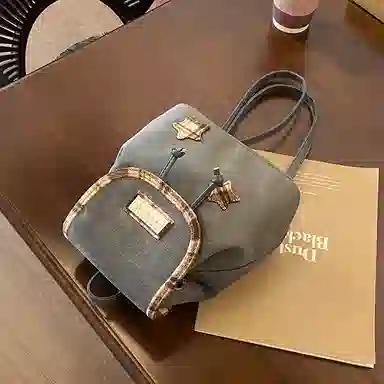轩玺 美拉德复古轻便时尚星星贴布设计 麂皮绒 背包双肩包 女款 咖色/黑色/棕色/灰色