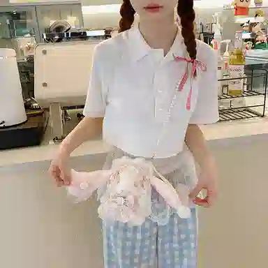 轩玺 软萌可爱少女心洛丽塔兔子珍珠链条 毛绒 单肩包斜挎包 女款 粉红色/白色