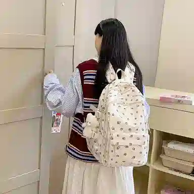 轩玺 韩系文艺小清新森系可爱百搭 尼龙 双肩包 女款 白色
