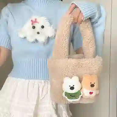 轩玺 可爱百搭通勤 毛绒 手提包 常规 女款 多色