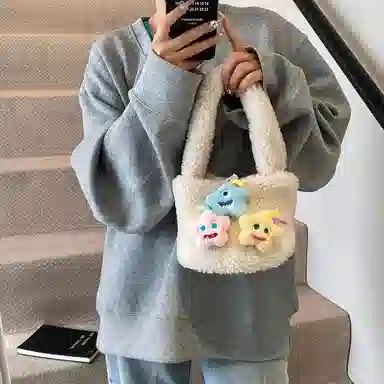 轩玺 可爱百搭通勤 毛绒 手提包 常规 女款 多色