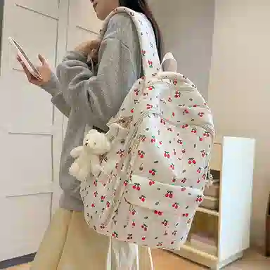 轩玺 韩系文艺小清新森系可爱百搭 尼龙 双肩包 女款 白色