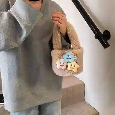 轩玺 可爱百搭通勤 毛绒 手提包 常规 女款 多色