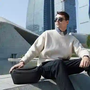 北极猎人 时尚大容量日常出行 涤纶 单肩包胸包腰包 常规 男款 黑色/灰色