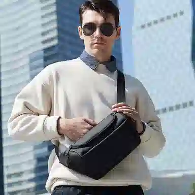 北极猎人 时尚大容量日常出行 涤纶 单肩包胸包腰包 常规 男款 黑色/灰色