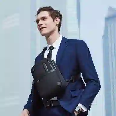 北极猎人 通勤多功能涤纶斜挎单肩包防泼水 男款 黑色/蓝色/灰色