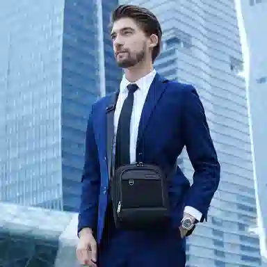 北极猎人 大容量 多功能口袋 高密度防泼水 涤纶 斜挎包 常规 男款 黑色/蓝色/灰色