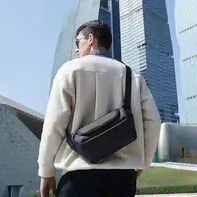 北极猎人 时尚大容量日常出行 涤纶 单肩包胸包腰包 常规 男款 黑色/灰色