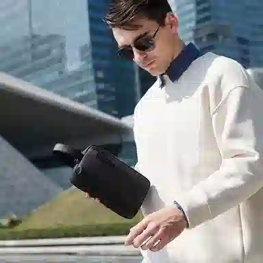 北极猎人 商务时尚百搭 织面 拉链手包盒子包手机包手拿包 常规 男款 黑色/灰色