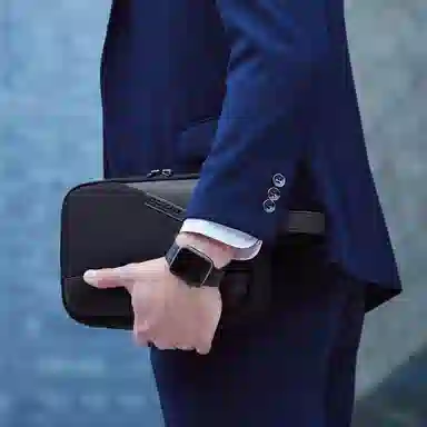 北极猎人 时尚简约轻便日常通勤休闲防泼水 涤纶 手提包手拿包 男款 黑色/蓝色/灰色