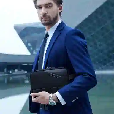 北极猎人 时尚简约轻便日常通勤休闲防泼水 涤纶 手提包手拿包 男款 黑色/蓝色/灰色