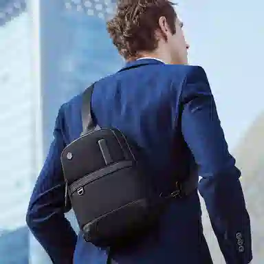 北极猎人 通勤多功能涤纶斜挎单肩包防泼水 男款 黑色/蓝色/灰色