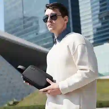 北极猎人 商务时尚百搭 织面 拉链手包盒子包手机包手拿包 常规 男款 黑色/灰色