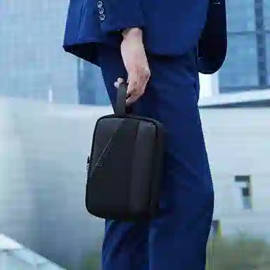 北极猎人 时尚简约轻便日常通勤休闲防泼水 涤纶 手提包手拿包 男款 黑色/蓝色/灰色