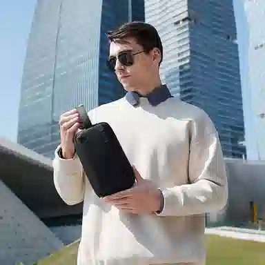 北极猎人 商务时尚百搭 织面 拉链手包盒子包手机包手拿包 常规 男款 黑色/灰色