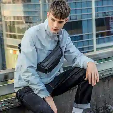 北极猎人 日常通勤大容量 牛津布 斜挎胸包腰包 常规 男女同款情侣款 黑色