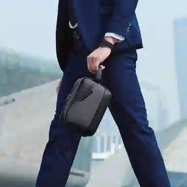 北极猎人 时尚简约轻便日常通勤休闲防泼水 涤纶 手提包手拿包 男款 黑色/蓝色/灰色