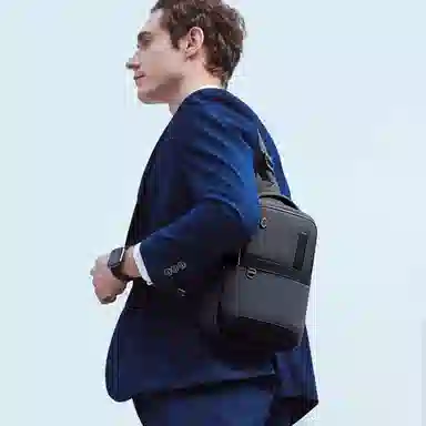 北极猎人 通勤多功能涤纶斜挎单肩包防泼水 男款 黑色/蓝色/灰色