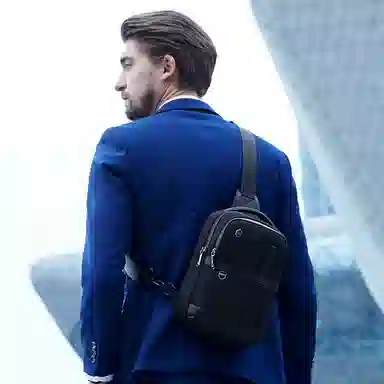 北极猎人 通勤多功能涤纶斜挎单肩包防泼水 男款 黑色/蓝色/灰色