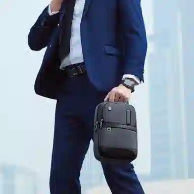 北极猎人 通勤多功能涤纶斜挎单肩包防泼水 男款 黑色/蓝色/灰色