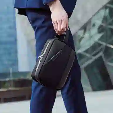 北极猎人 时尚简约轻便日常通勤休闲防泼水 涤纶 手提包手拿包 男款 黑色/蓝色/灰色