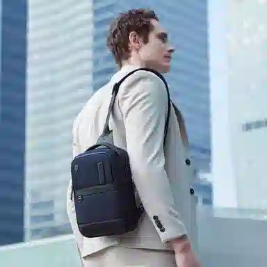 北极猎人 通勤多功能涤纶斜挎单肩包防泼水 男款 黑色/蓝色/灰色