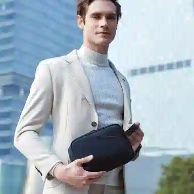 北极猎人 时尚简约轻便日常通勤休闲防泼水 涤纶 手提包手拿包 男款 黑色/蓝色/灰色