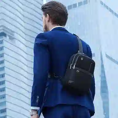 北极猎人 通勤多功能涤纶斜挎单肩包防泼水 男款 黑色/蓝色/灰色