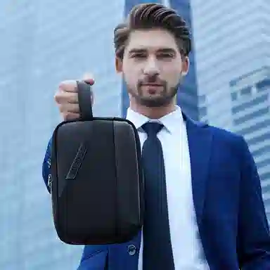 北极猎人 时尚简约轻便日常通勤休闲防泼水 涤纶 手提包手拿包 男款 黑色/蓝色/灰色