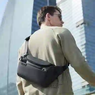 北极猎人 时尚大容量日常出行 涤纶 单肩包胸包腰包 常规 男款 黑色/灰色