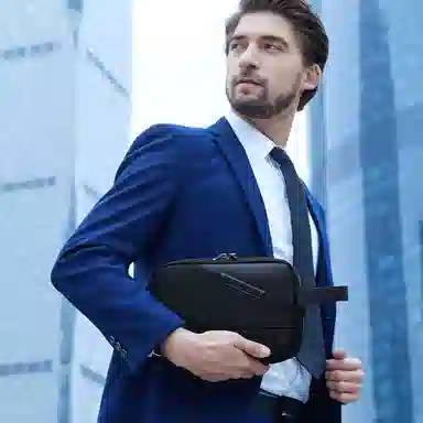 北极猎人 时尚简约轻便日常通勤休闲防泼水 涤纶 手提包手拿包 男款 黑色/蓝色/灰色