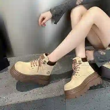 复古潮流底厚增高舒适百搭时尚个性经典马丁 短靴 女