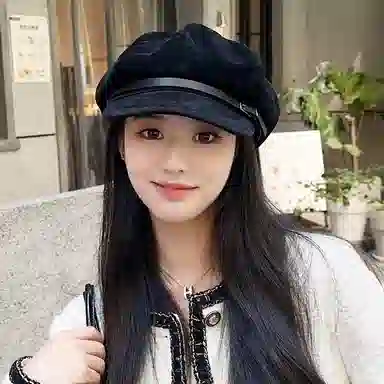 朵澜 气质咖色  秋冬新款复古显脸小八角帽英伦风保暖画家 聚酯纤维 帽子 女款