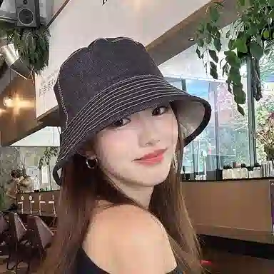 朵澜 日系复古牛仔双面戴休闲百搭遮阳防晒盆帽 腈纶 渔夫帽 女款