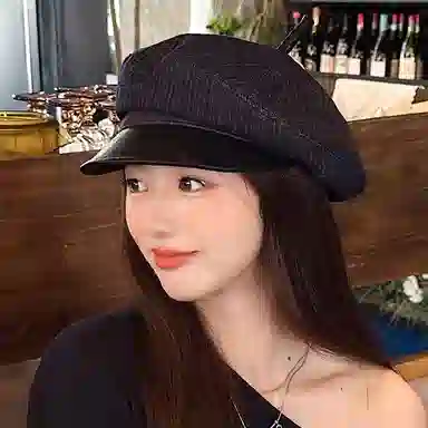 朵澜 时尚显脸小复古风 腈纶 贝雷帽 女款 深蓝色