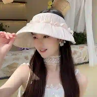 朵澜 空顶帽夏百搭褶皱优雅时尚 聚酯纤维 渔夫帽 女款