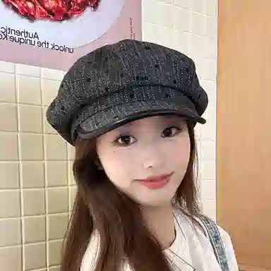 朵澜 日系复古文艺风春秋冬女夏季凹造型显脸小八角帽云朵画家帽子 腈纶 贝雷帽 女款