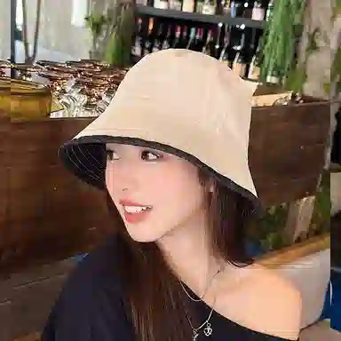 朵澜 日系复古牛仔双面戴休闲百搭遮阳防晒盆帽 腈纶 渔夫帽 女款