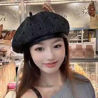 朵澜 八角画家大头围 聚酯纤维 贝雷帽 男女同款情侣款