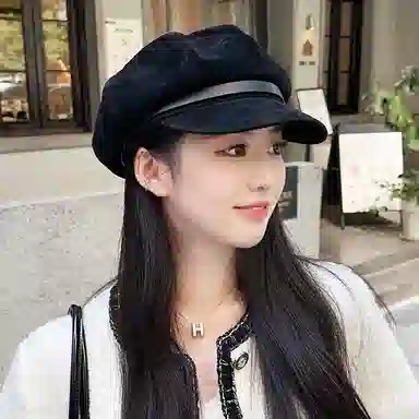 朵澜 气质咖色  秋冬新款复古显脸小八角帽英伦风保暖画家 聚酯纤维 帽子 女款