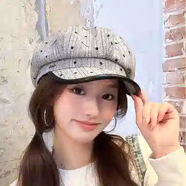 朵澜 日系复古文艺风春秋冬女夏季凹造型显脸小八角帽云朵画家帽子 腈纶 贝雷帽 女款