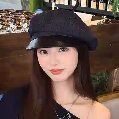 朵澜 时尚显脸小复古风 腈纶 贝雷帽 女款 深蓝色