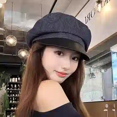 朵澜 时尚显脸小复古风 腈纶 贝雷帽 女款 深蓝色