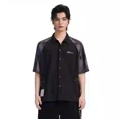 鬼洗 黑标新石器时代织物图腾短袖衬衫 男款
