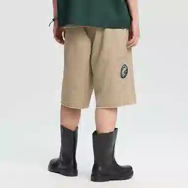 鬼洗 中腰宽松纯色简约工装短裤 男款