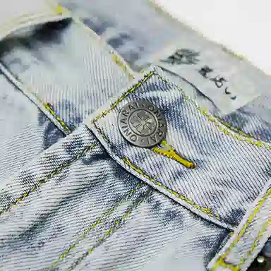 鬼洗 复古怀旧水洗皮标弯刀牛仔裤 男款