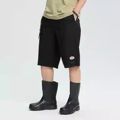 鬼洗 中腰宽松纯色简约工装短裤 男款