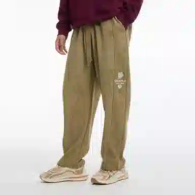 鬼洗 仿麂皮绒刺绣宽松休闲裤 男