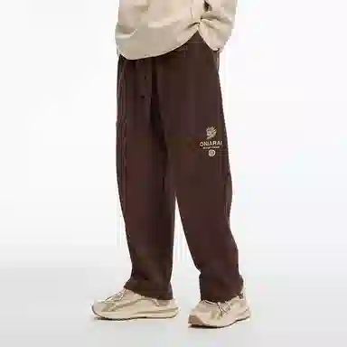 鬼洗 仿麂皮绒刺绣宽松休闲裤 男