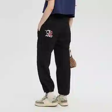 鬼洗 玫瑰刺绣侧开口束脚裤休闲裤 女款
